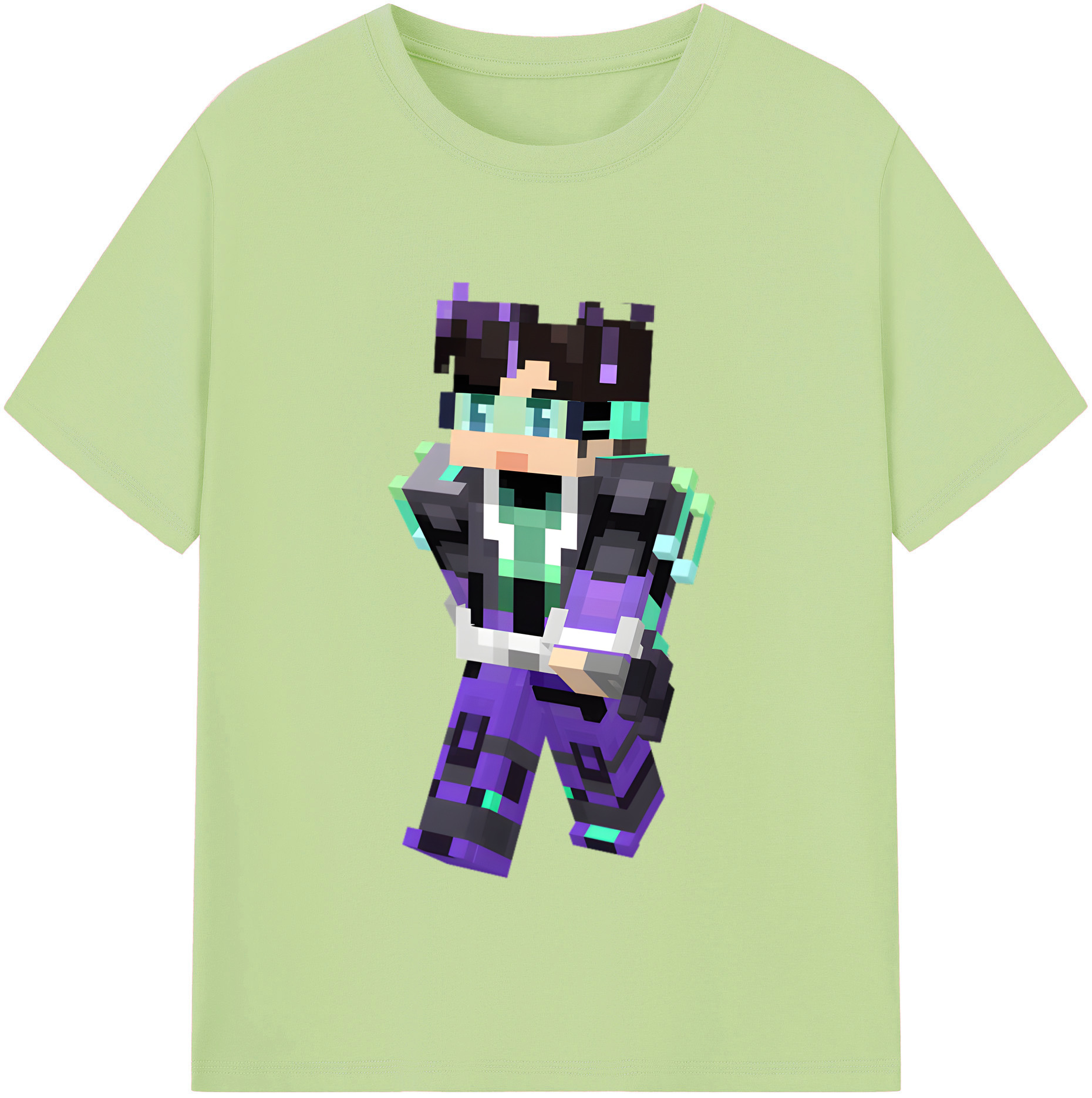 （画像用） マインクラフト ブロックの世界 Minecraft MC Block world 綿100％半袖Tシャツ（フロントプリント）